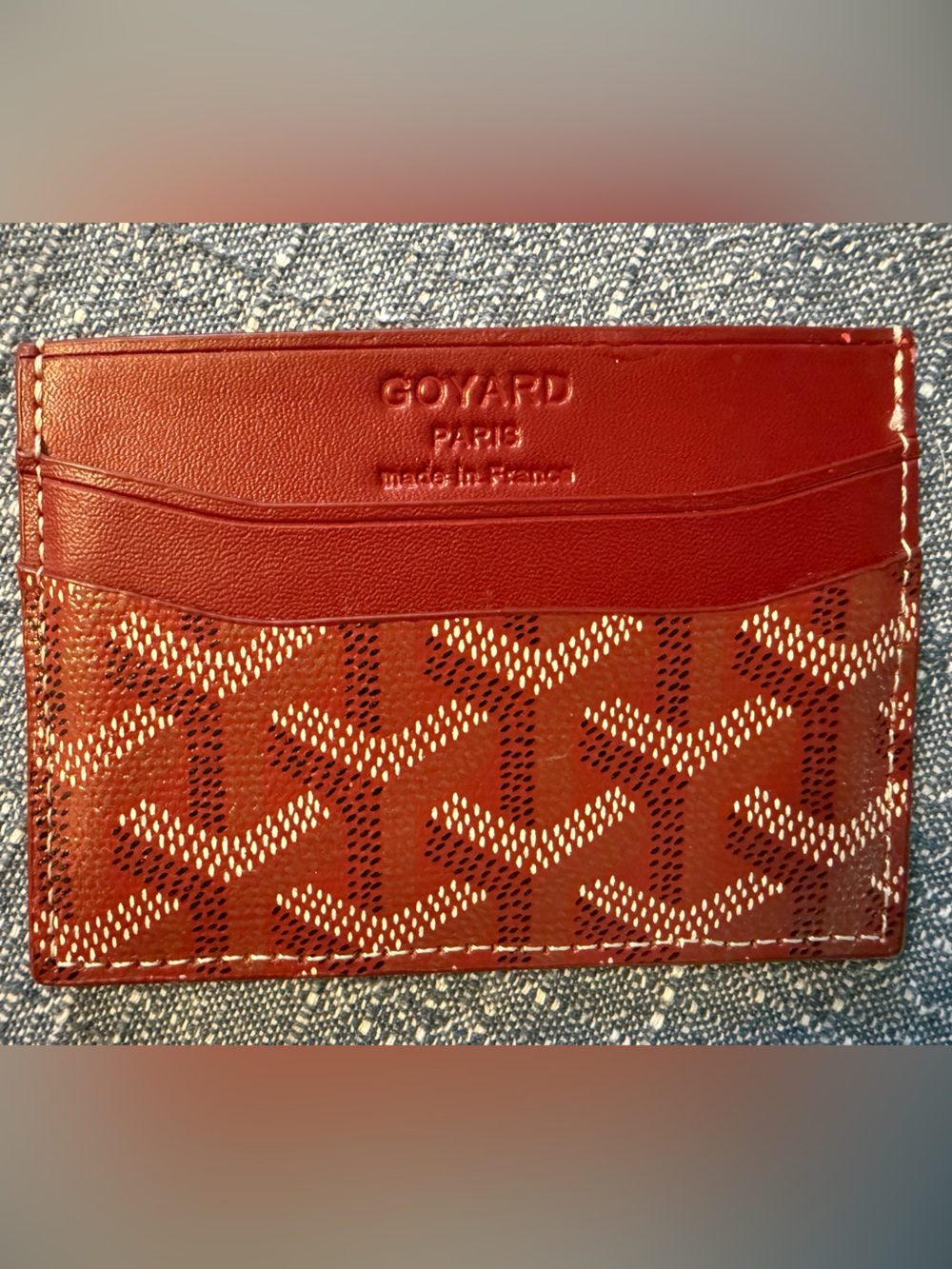 Goyard Burgundy and White Patterned Card Holder